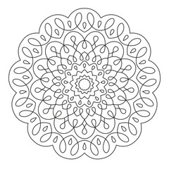 Mandala. Wonderful Round Element For Coloring Book. Black Lines on White Background. 