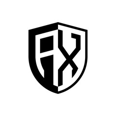 Initial two letter logo shield vector black