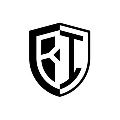 Initial two letter logo shield vector black