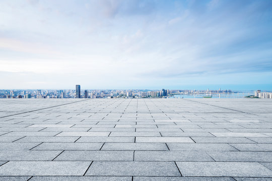 Cityscape And Skyline Of Hangzhou New City From Brick Floor