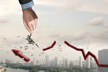 Hand of help and protection . Mixed media