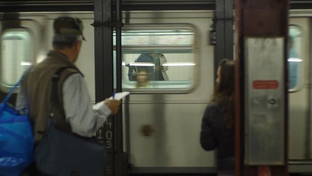 Slow motion shot of metro station in New York