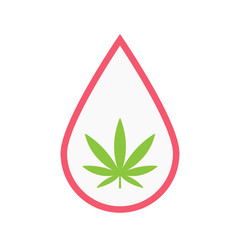 Isolated blood drop with a marijuana leaf