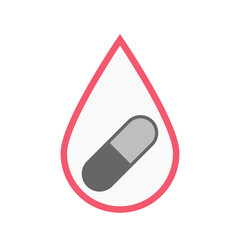 Isolated blood drop with a pill
