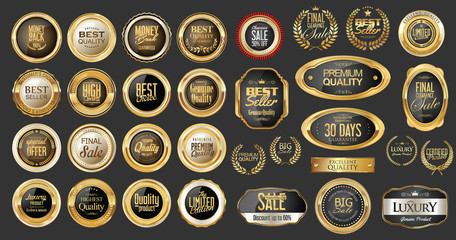 Luxury gold and silver design badges and labels collection 
