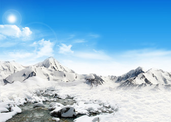 Mountain landscape with snow