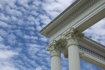 Roman poles on blue sky and cloud, Beautiful exterior building.
