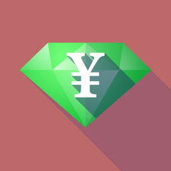 Fototapeta premium Long shadow diamond with a yen sign