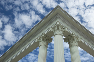Roman poles on blue sky and cloud, Beautiful exterior building.