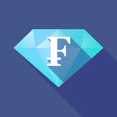 Long shadow diamond with a swiss franc sign