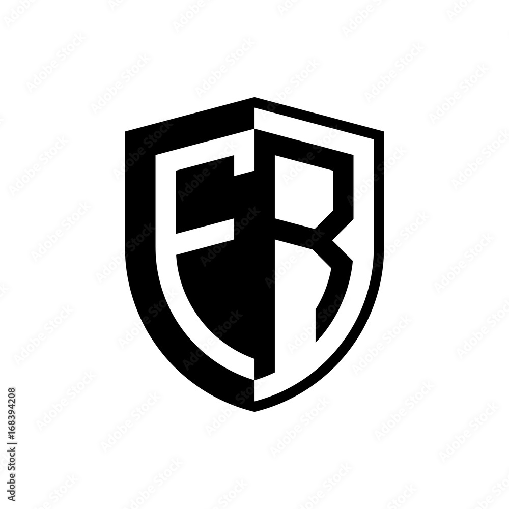 Wall mural Initial two letter logo shield vector black