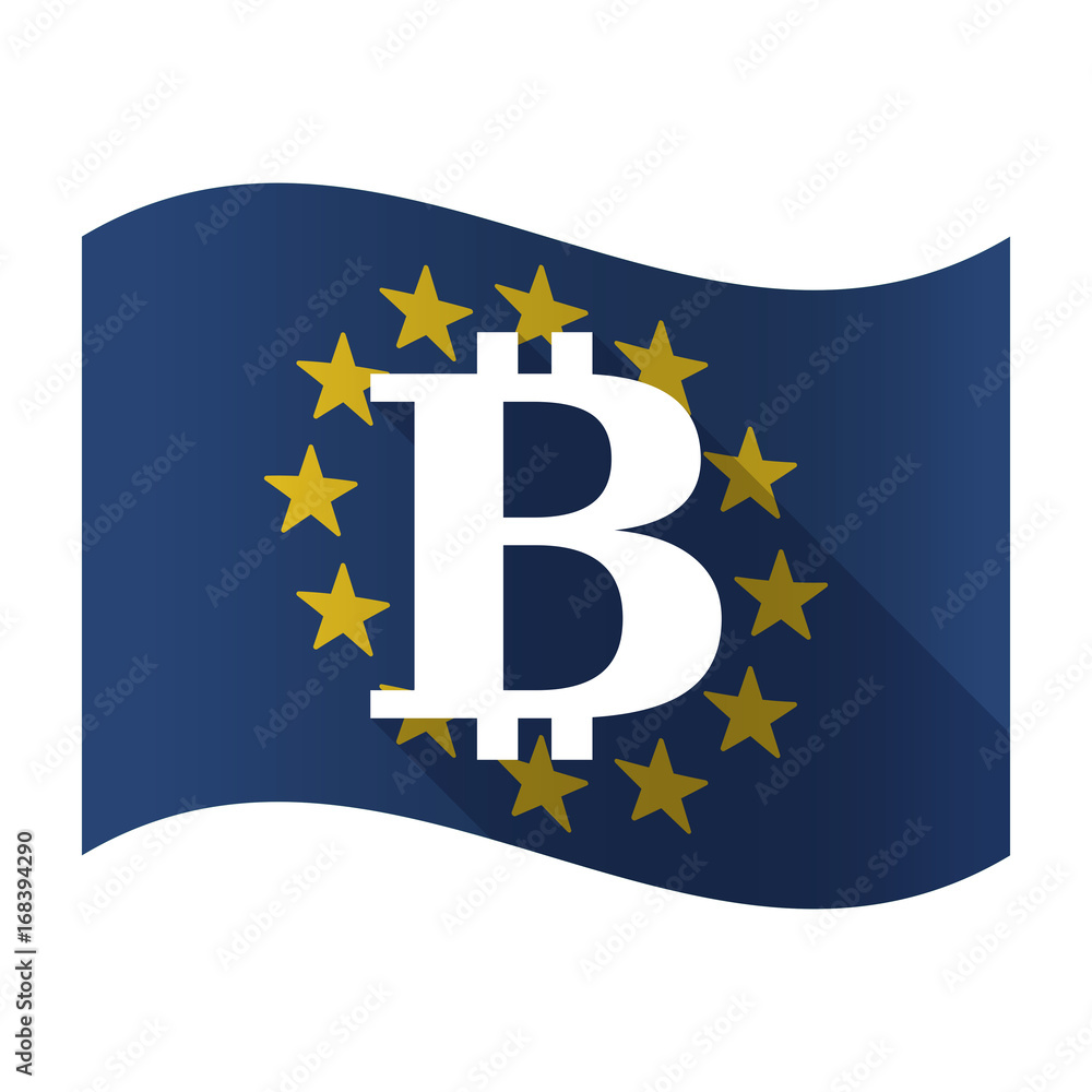 Wall mural isolated eu flaw with a bit coin sign