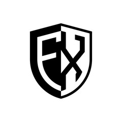 Initial two letter logo shield vector black