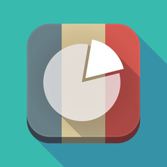 Long shadow France flag with a pie chart