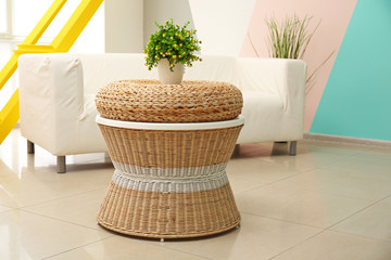 Interior of light modern room with creative furniture