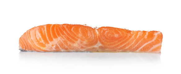 Fresh salmon fillet on white background