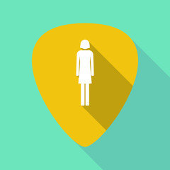 Long shadow plectrum with a female pictogram