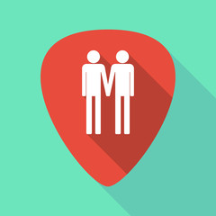 Long shadow plectrum with a gay couple pictogram