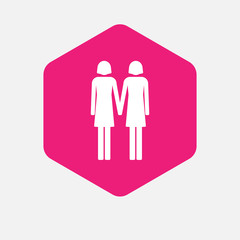 Isolated hexagon with a lesbian couple pictogram