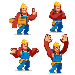 Naklejka premium Worker Gorilla mascot set 3