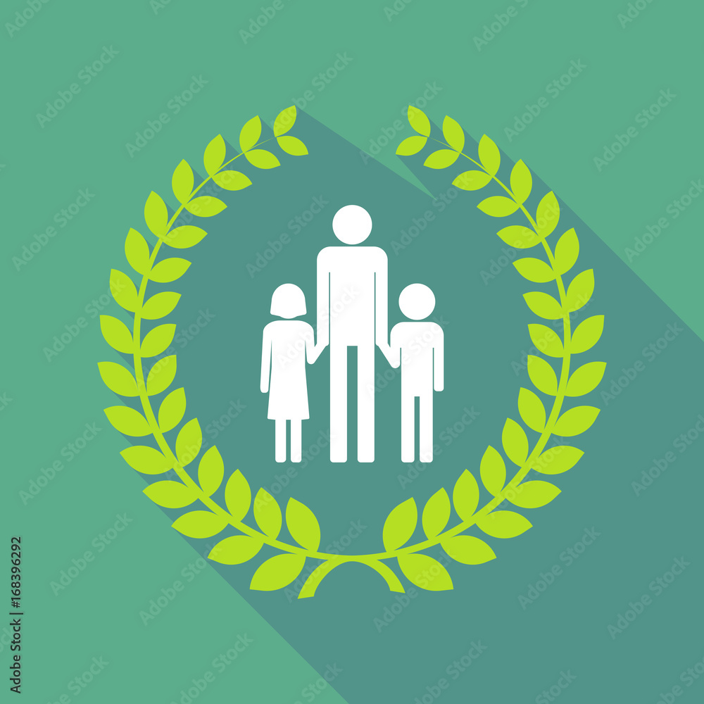 Canvas Prints Long shadow laurel wreath with a male single parent family pictogram