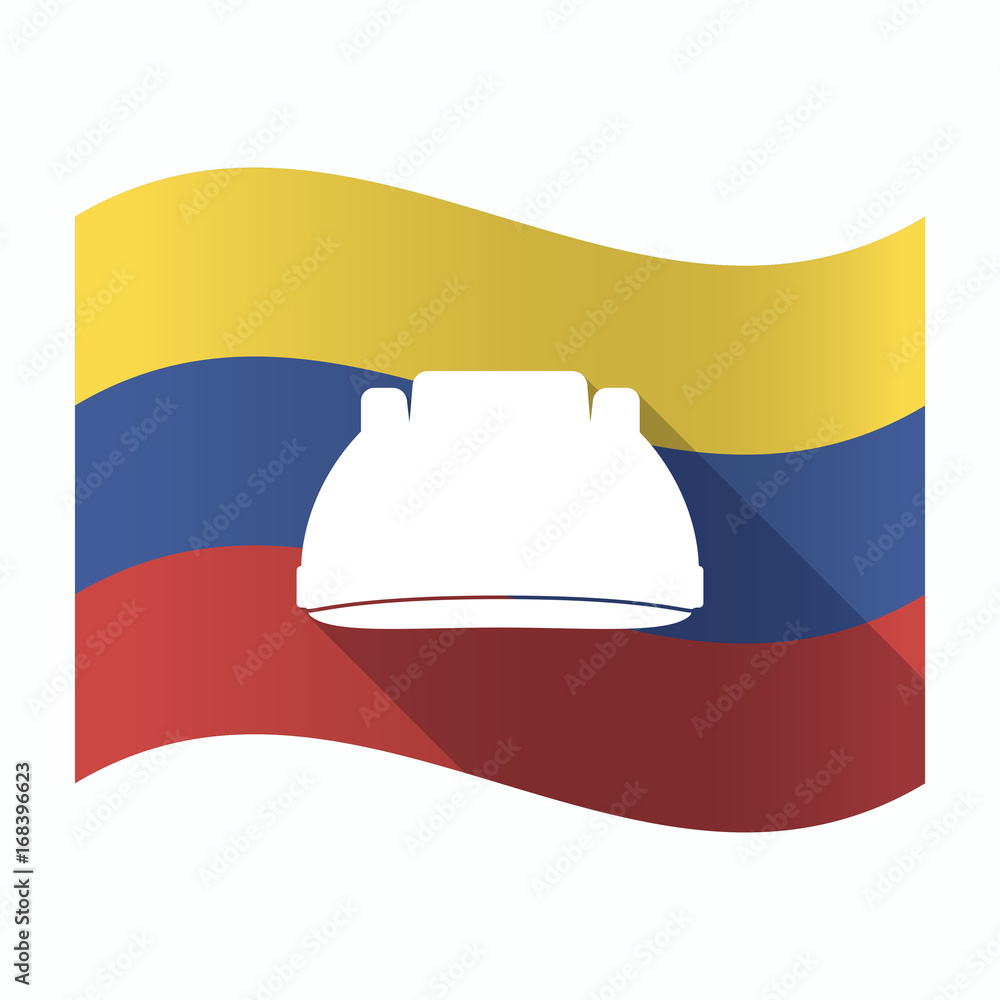 Sticker isolated venezuela flag with a work helmet