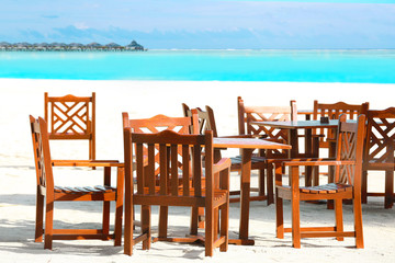 Territory of beach cafe at tropical resort