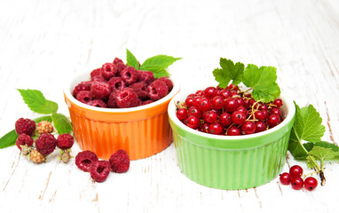 red currant and raspberries