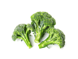Fresh broccoli on white background
