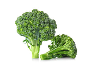 Fresh broccoli on white background