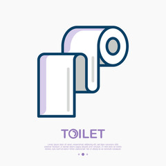Toilet paper thin line icon. Vector illustration of hygiene for health.