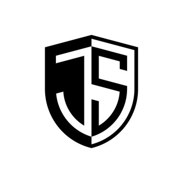 Initial two letter logo shield vector black