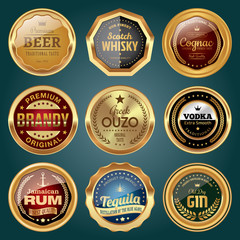 Set of alcoholic drink badges