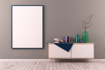 Creative scandinavian room with poster