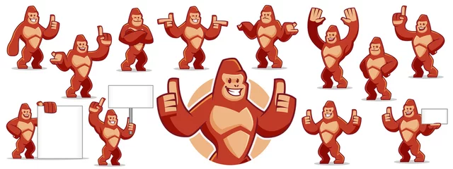 Fotobehang Gorilla mascot character set © EdNal