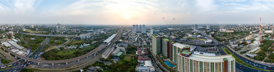 Fototapeta na wymiar 360° panorama Bangkok Motorway to Suvarnabhumi Airport