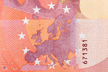 Fototapeta na wymiar Photographed close-up money of the European Union. The par value of twenty euro.