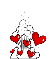 Hearts Burst Vector Background