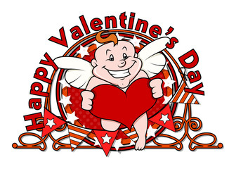 Smiling Cupid Holding Heart