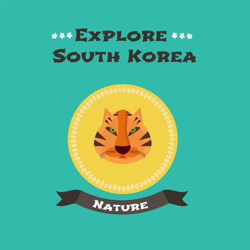 Korean national symbol - tiger vector illustration