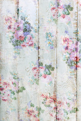 Fototapety  drewniane tło w stylu vintage z kwiatowym wzorem