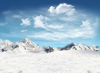Fototapeta na wymiar Mountain landscape with snow
