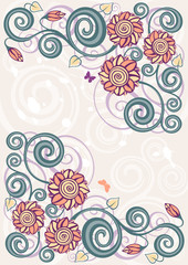 Vintage floral vector background illustration.