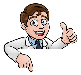 Scientist Cartoon Character Sign