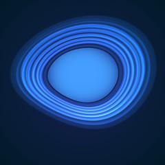 Blue neon distortion circles on black background.