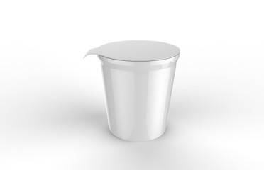 Yogurt Packaging Mock Up Template On Isolated White Background, Ready For Your Design, Plastic Container For Dairy Products, Yogurt, Cream And Dessert, 3d Illustration