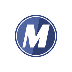 M letter logo in the blue circle. Vector design template elements for your application or company identity.