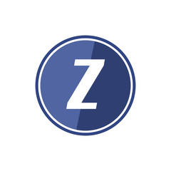 Z letter logo in the blue circle. Vector design template elements for your application or company identity.