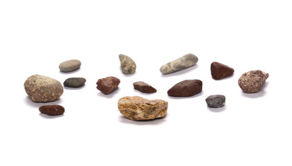 Pile rocks isolated on white background and texture