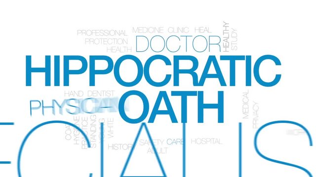 Hippocratic oath animated word cloud, text design animation. Kinetic typography.